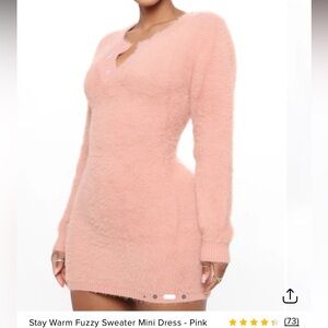 Fashion Nova Women's Fuzzy Peach Sweater Dress